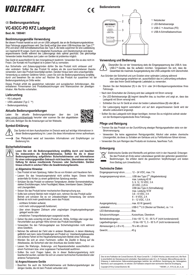 Page n°1 - Manuel utilisateur Voltcraft CAS-63