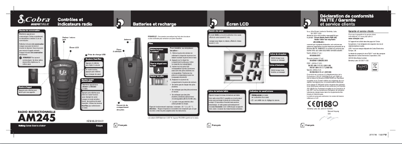 Page 1 de la notice Manuel utilisateur Cobra AM245