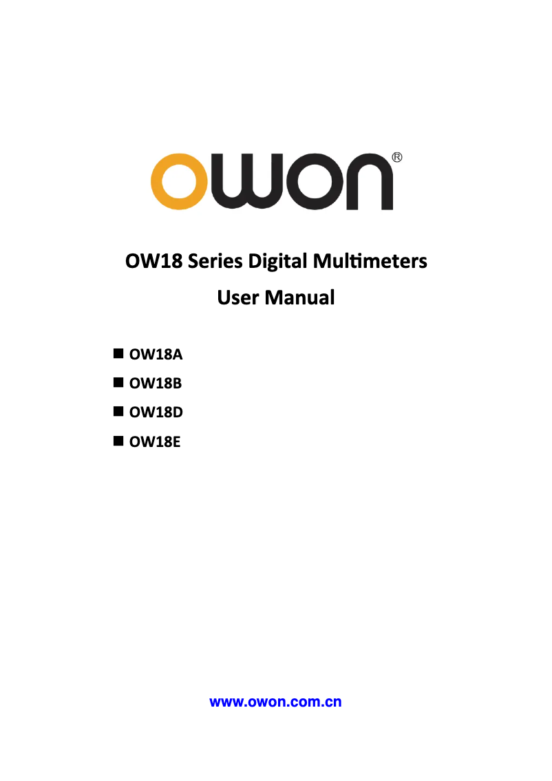 Page 1 de la notice Manuel utilisateur Owon OW18D