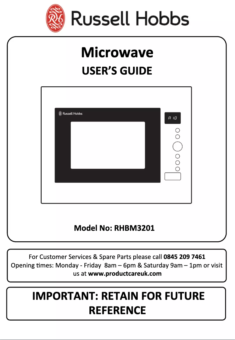Page 1 de la notice Manuel utilisateur Russell Hobbs RHBM3201