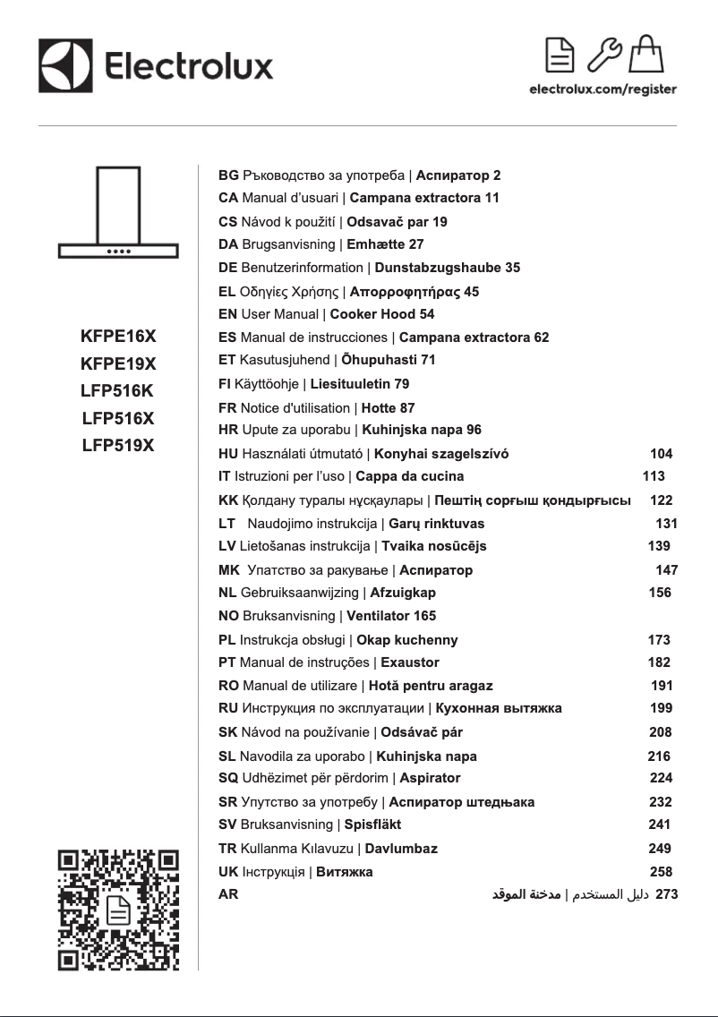 Page 1 de la notice Manuel utilisateur Electrolux LFP516X