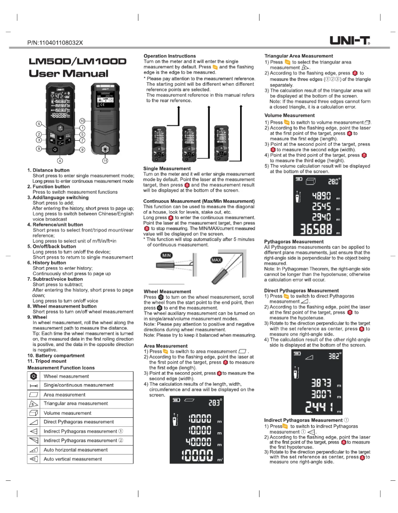 Image de la première page du manuel de l'appareil LM100D