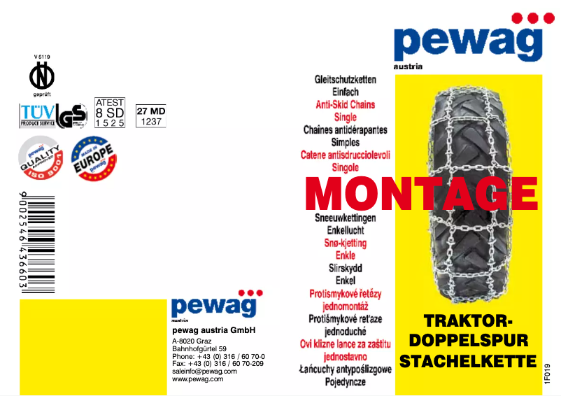 Page 1 de la notice Manuel utilisateur Pewag Traktor Doppelspur