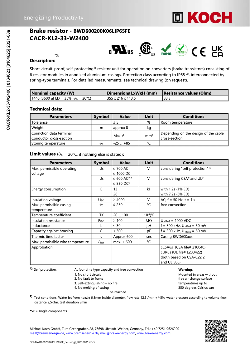 Page n°1 - Manuel utilisateur Festo CACR-KL2-33-W2400