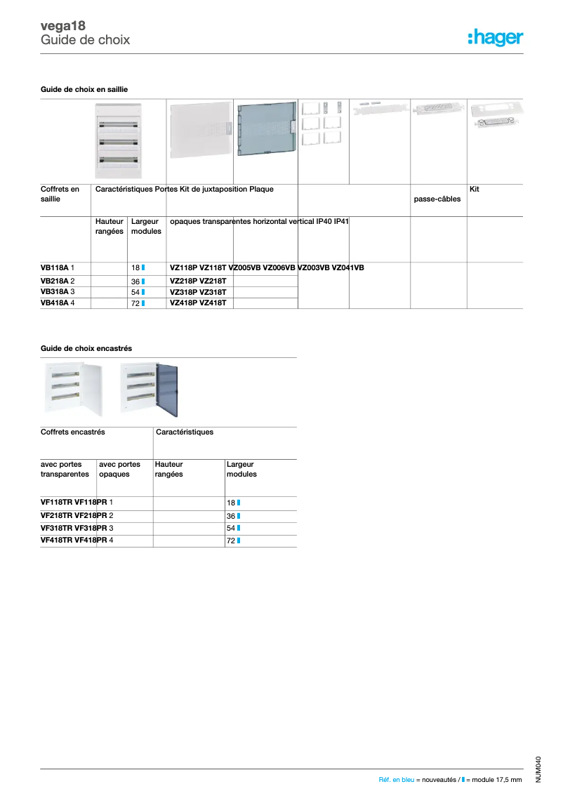 Page n°1 - Catalogue Hager VZ012VB