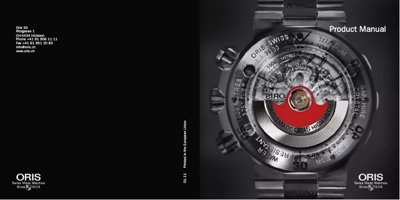 Page n°1 - Manuel utilisateur Oris Artelier Dexter Gordon