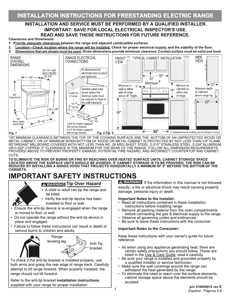 Page n°1 - Guide d'installation Electrolux EW30EF65GW