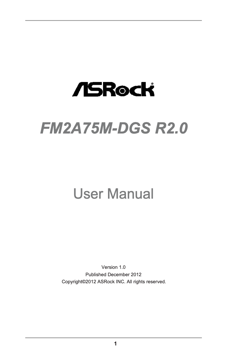 Image de la première page du manuel de l'appareil FM2A75M-DGS R2.0