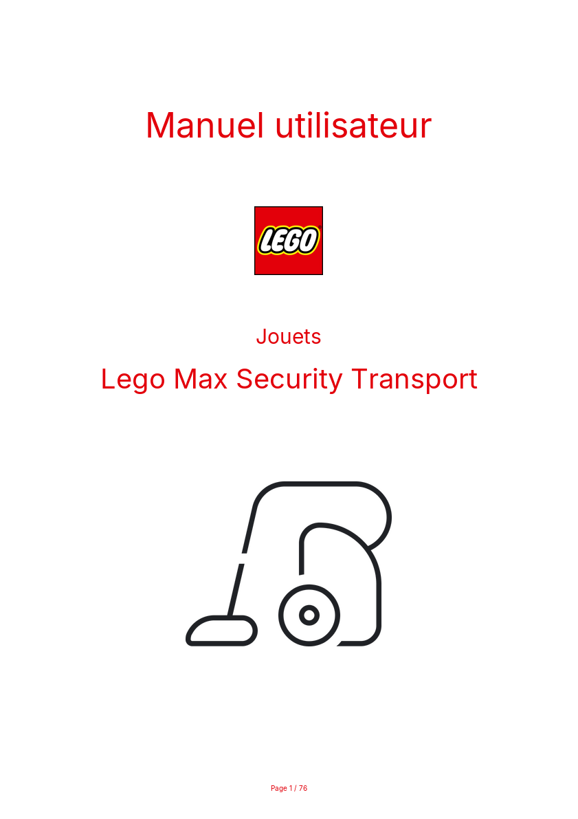 Page n°1 - Manuel utilisateur Lego Max Security Transport