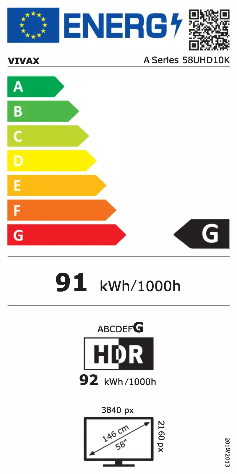 Página 1 del manual Etiqueta energética Vivax 58UHD10K
