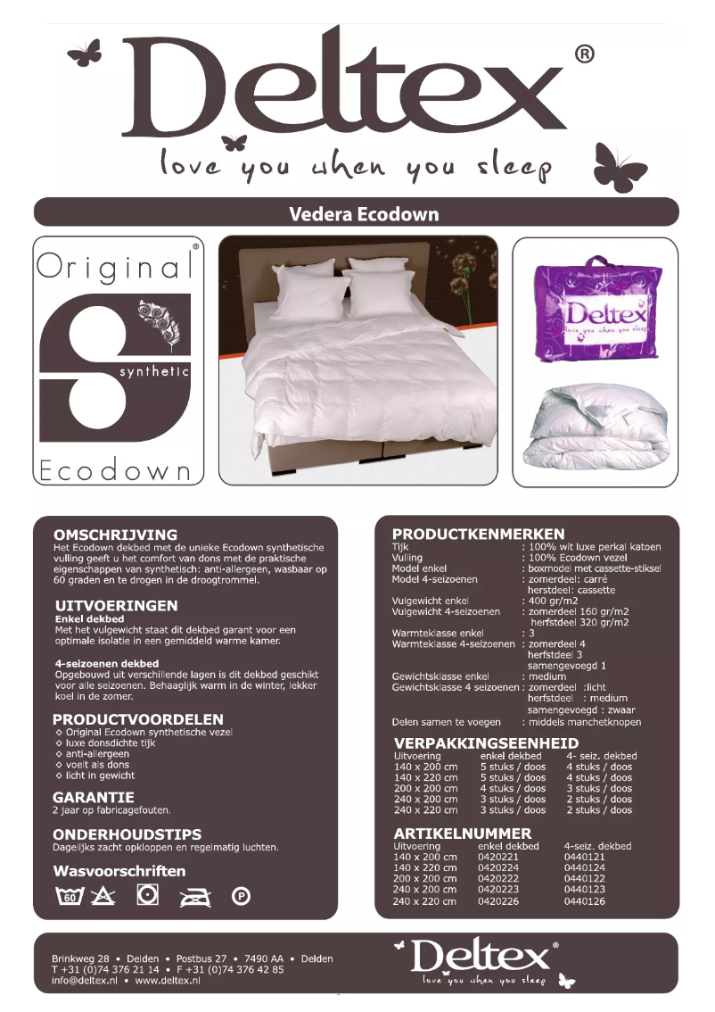 Page 1 de la notice Manuel utilisateur Deltex Vedera Ecodown