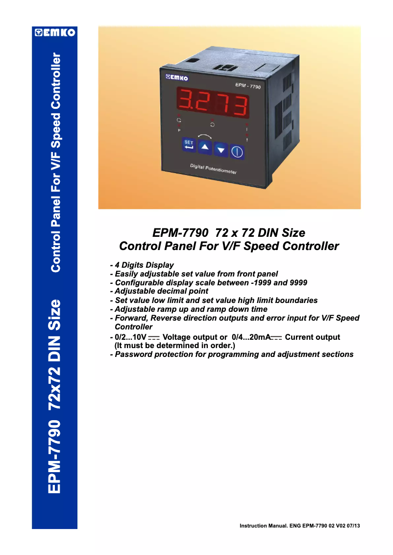 Page 1 de la notice Manuel utilisateur Emko EPM-7790