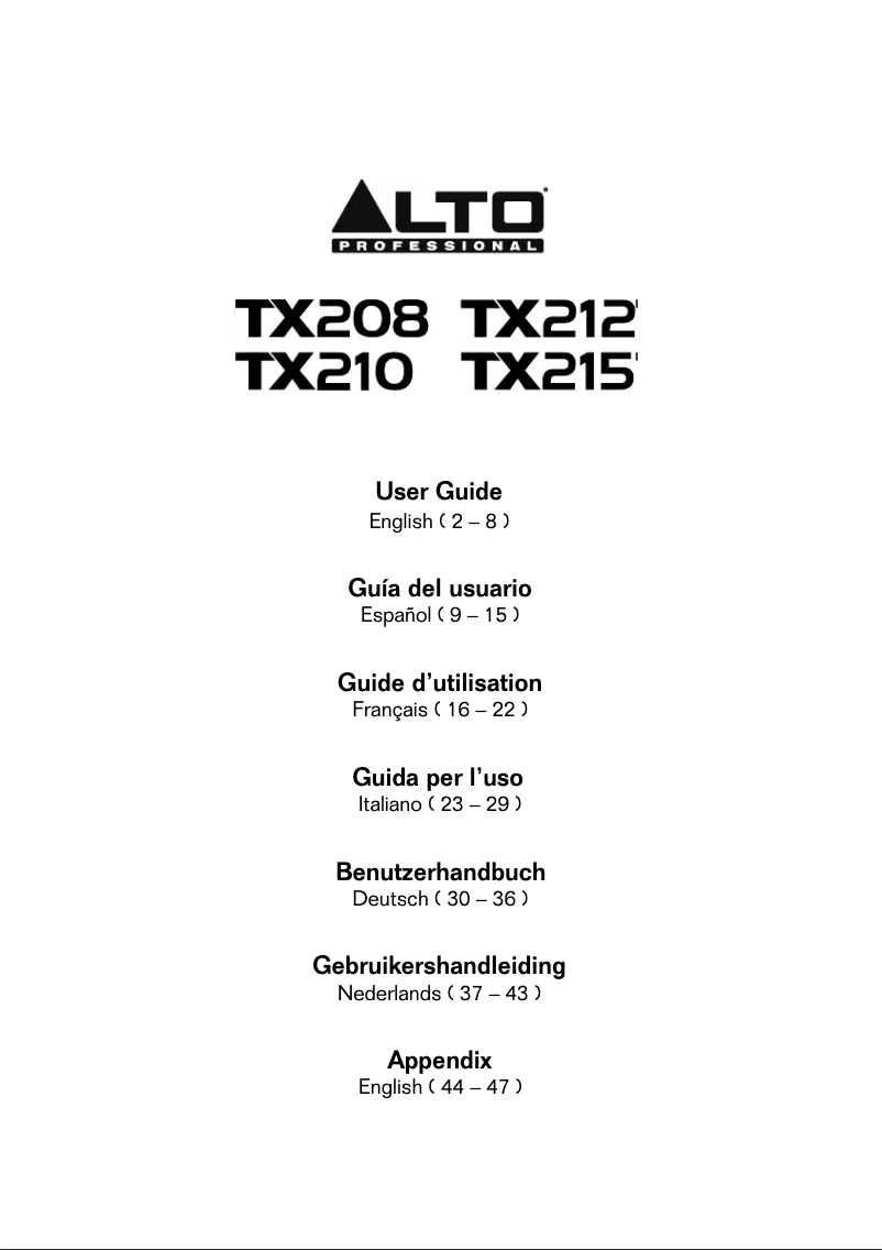 Página 1 del manual Manual de usuario Alto TX215