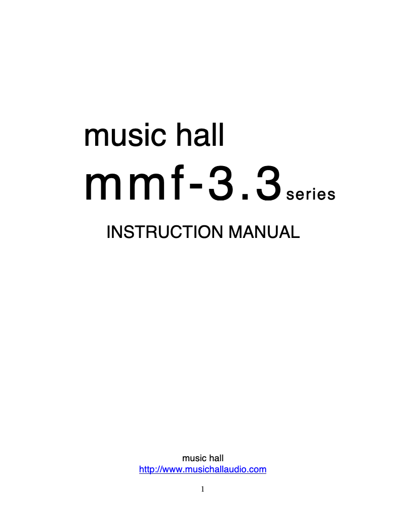 Page 1 de la notice Manuel utilisateur Music Hall MMF-3.3 SE