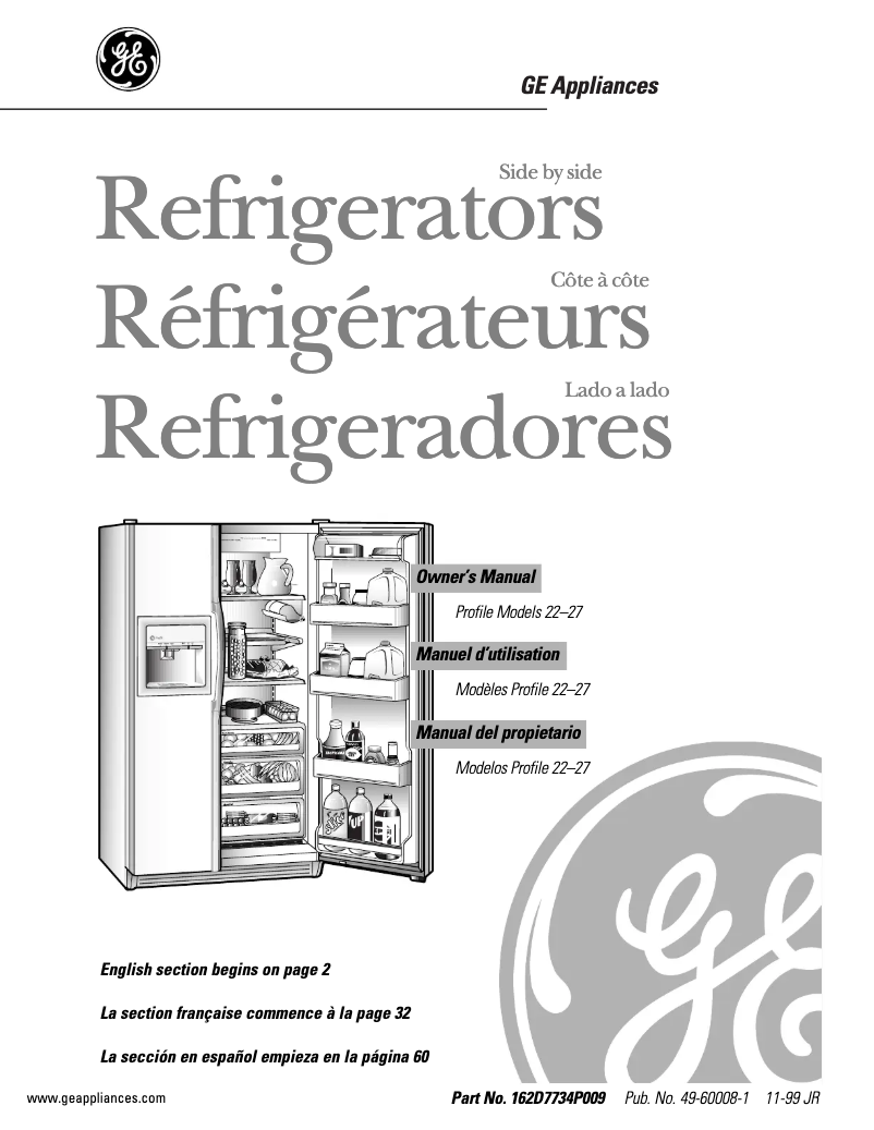 Page 1 de la notice Manuel d'utilisation et d'entretien GE Profile Performance TFX27PPBAA