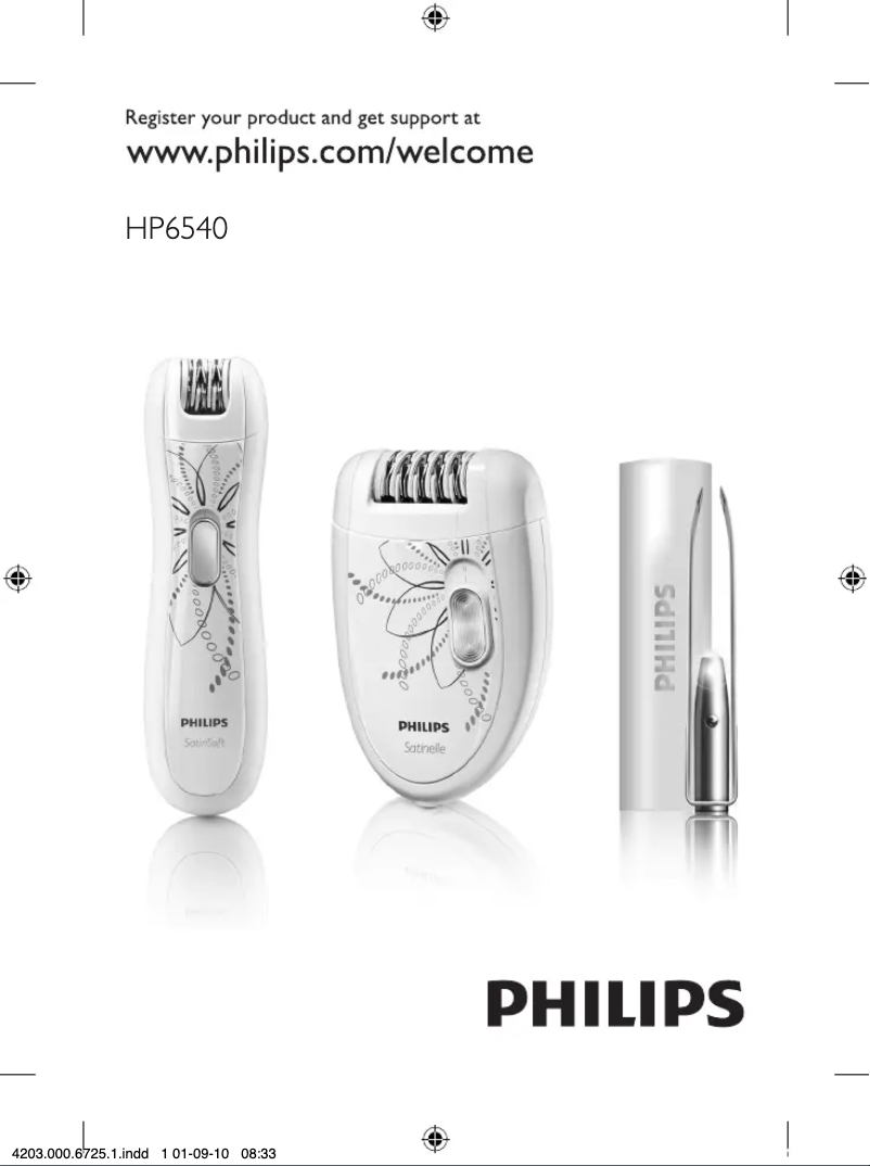 Page 1 de la notice Manuel utilisateur Philips Satinelle HP6540