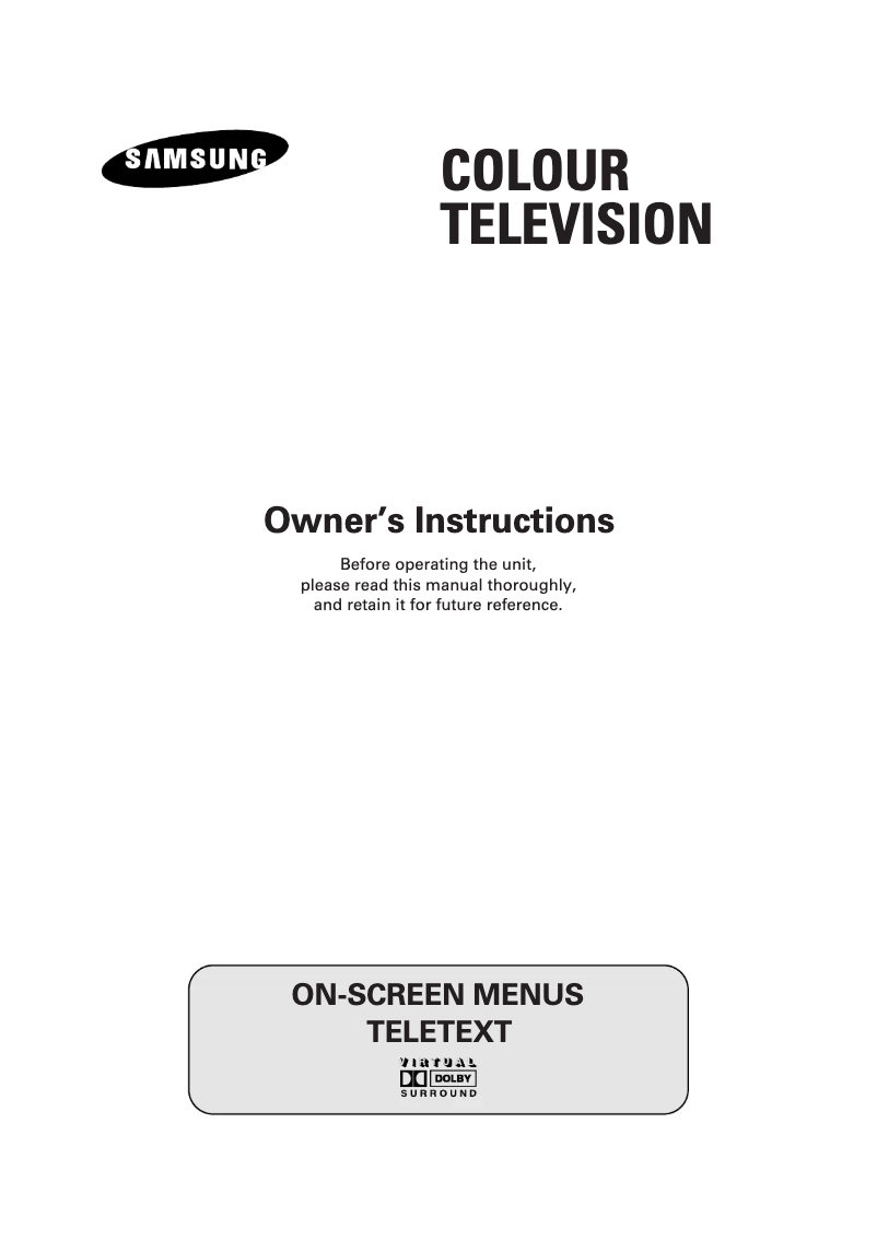 Page n°1 - Manuel utilisateur Samsung WS-32Z46V