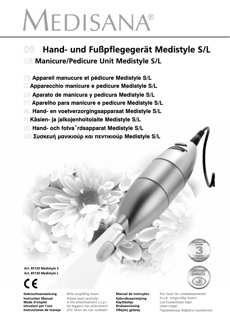 Page 1 de la notice Manuel utilisateur Medisana Medistyle S