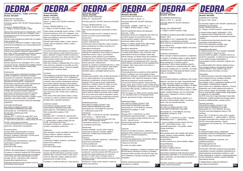 Page n°1 - Manuel utilisateur DEDRA BH1050
