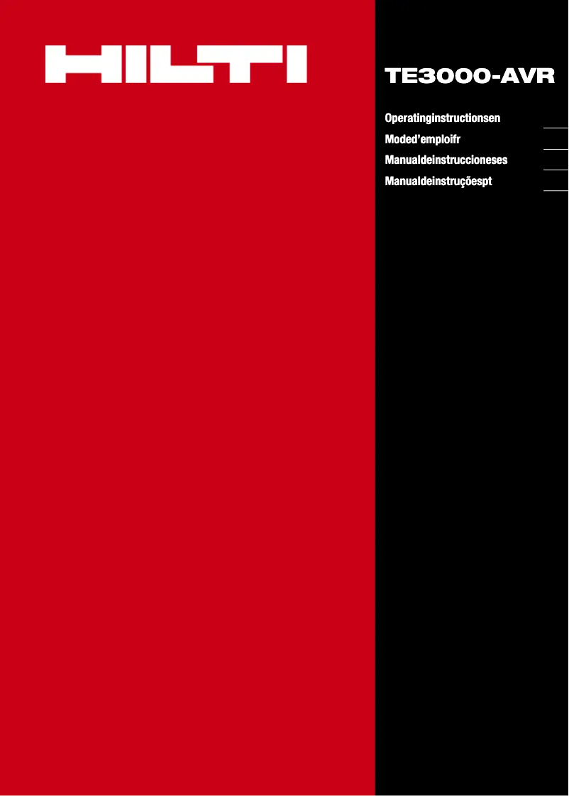 Page n°1 - Manuel d'utilisation et d'entretien Hilti TE 3000 AVR