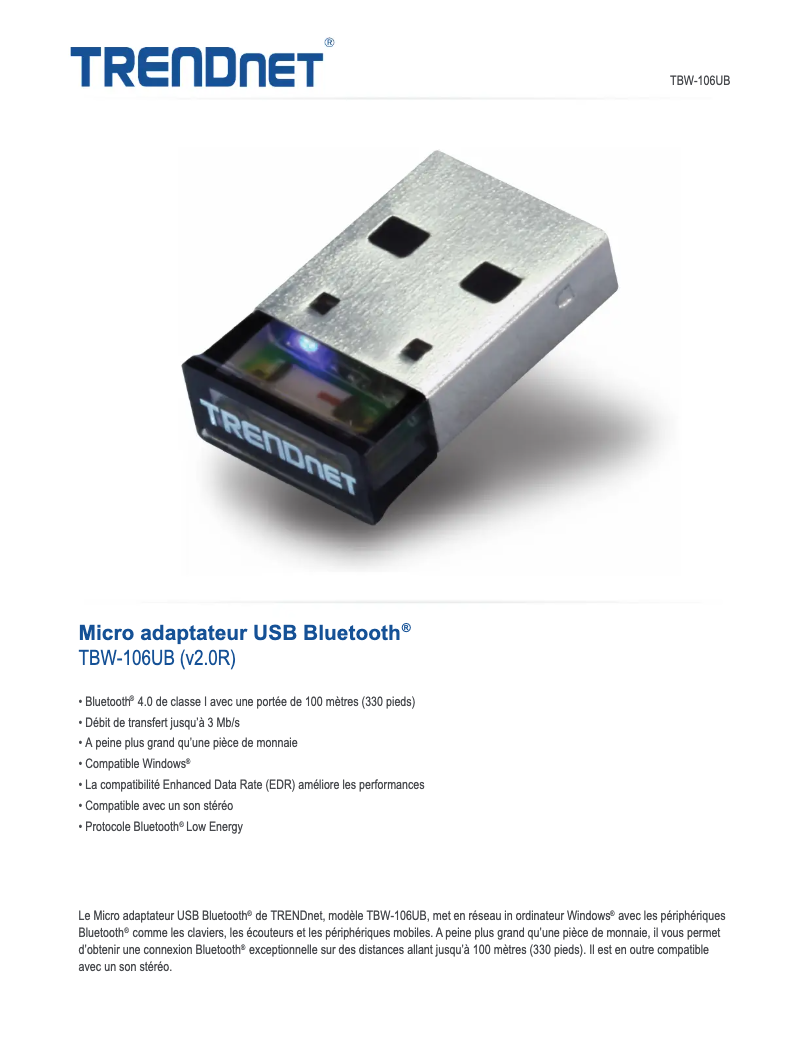 Image de la première page du manuel de l'appareil TBW-106UB
