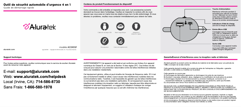Image de la première page du manuel de l'appareil ACEK01F