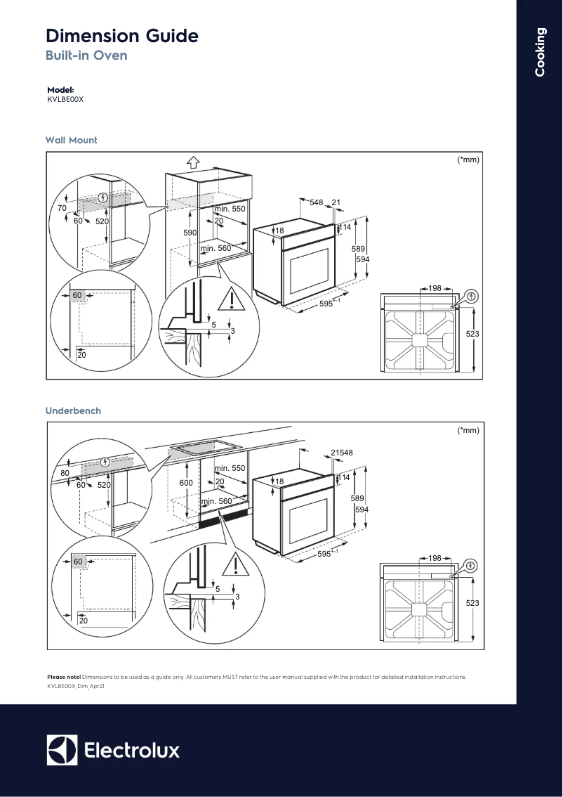 Page n°1 - Dessin technique Electrolux KVLBE00X