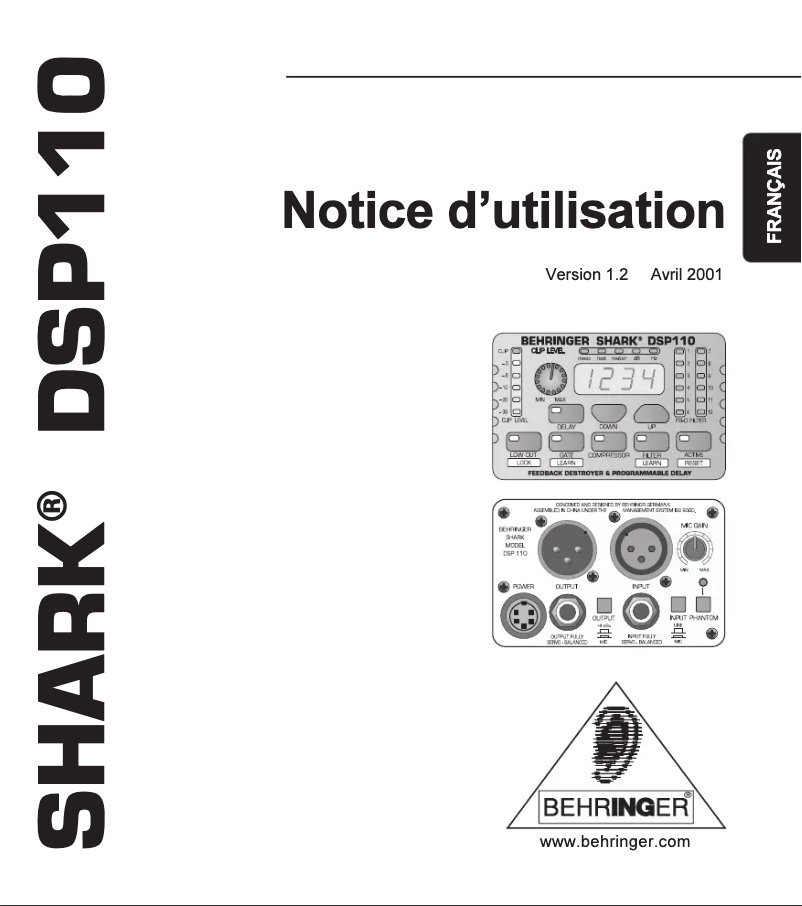 Image de la première page du manuel de l'appareil Shark DSP1100