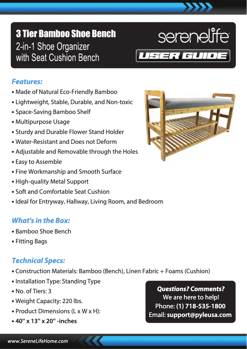 Page 1 de la notice Manuel utilisateur SereneLife SLSHBN61