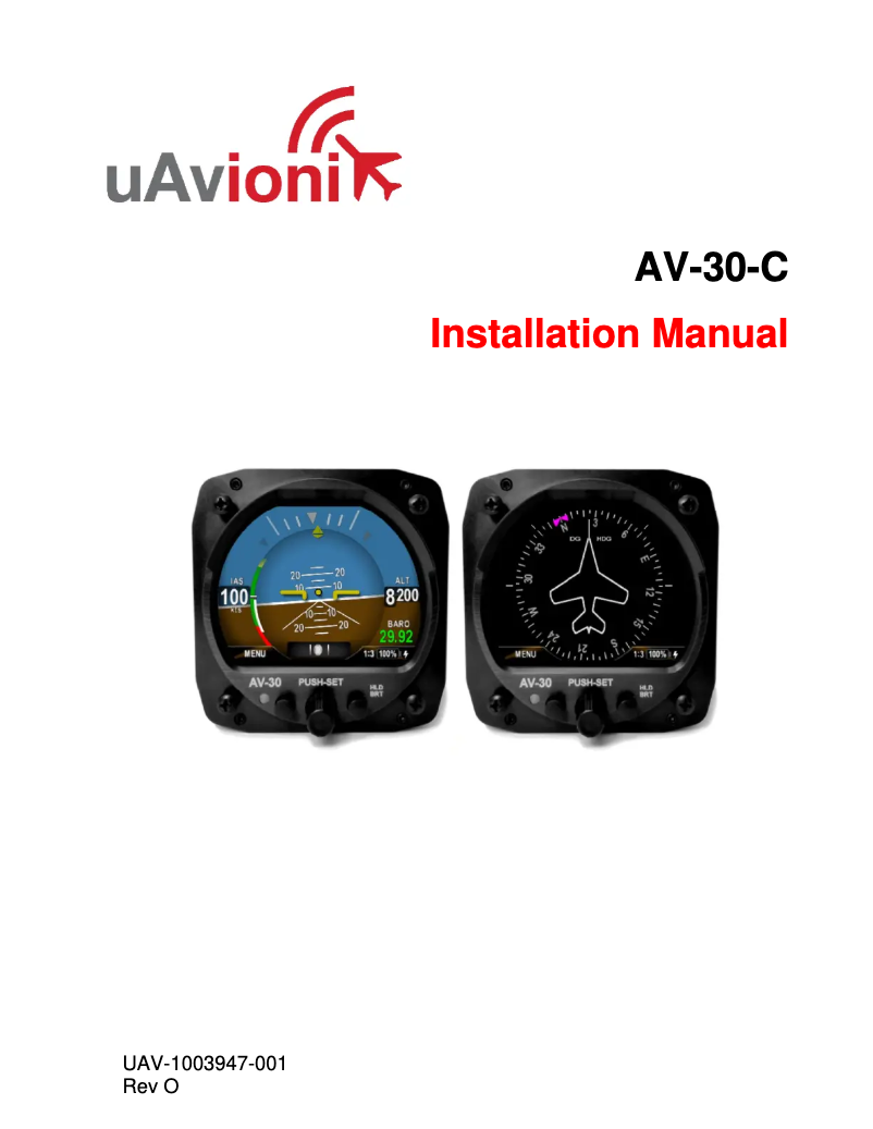 Page n°1 - Manuel utilisateur uAvionix AV-30-C