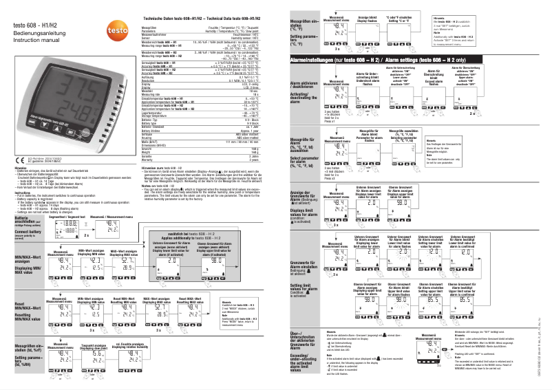 Page n°1 - Manuel utilisateur Testo 608-H2