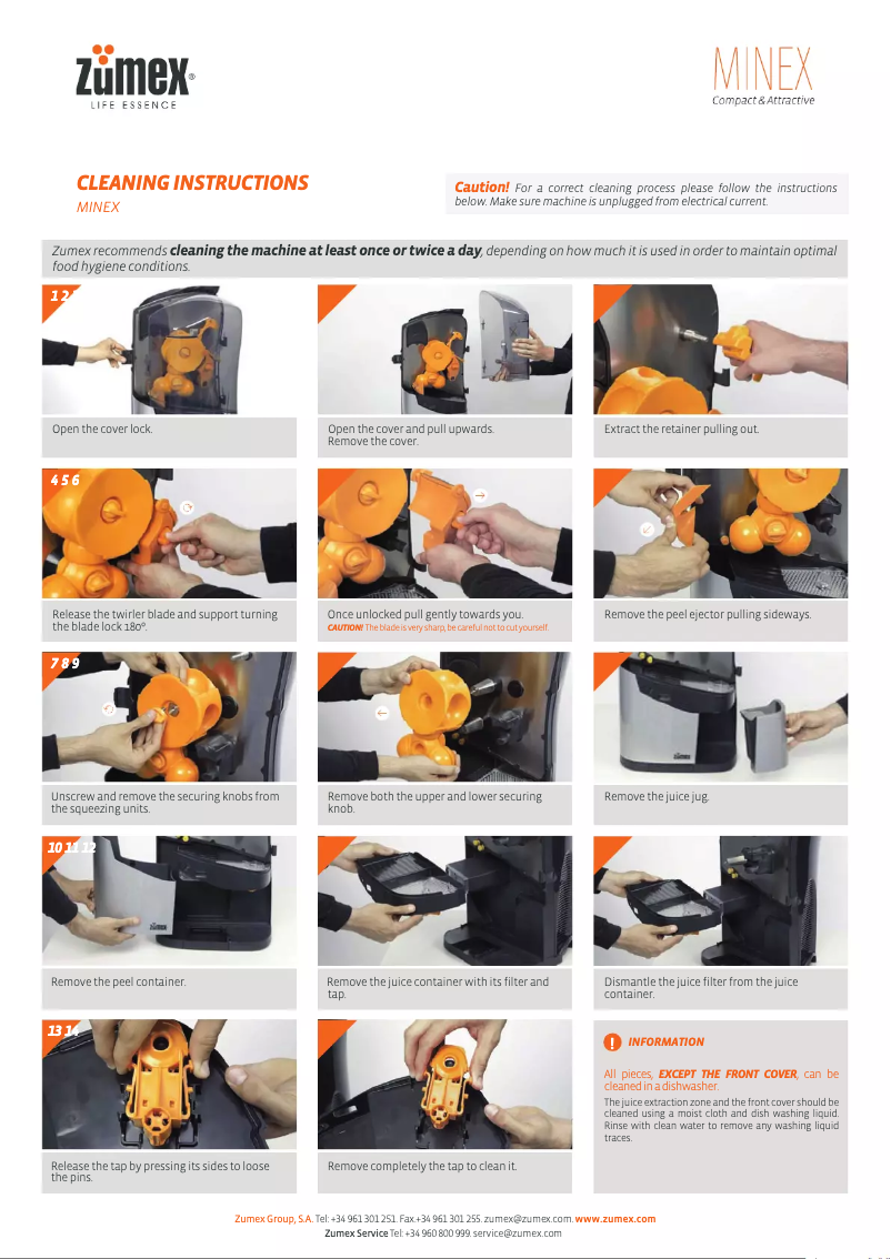 Page n°1 - Instructions / montage Zumex Minex