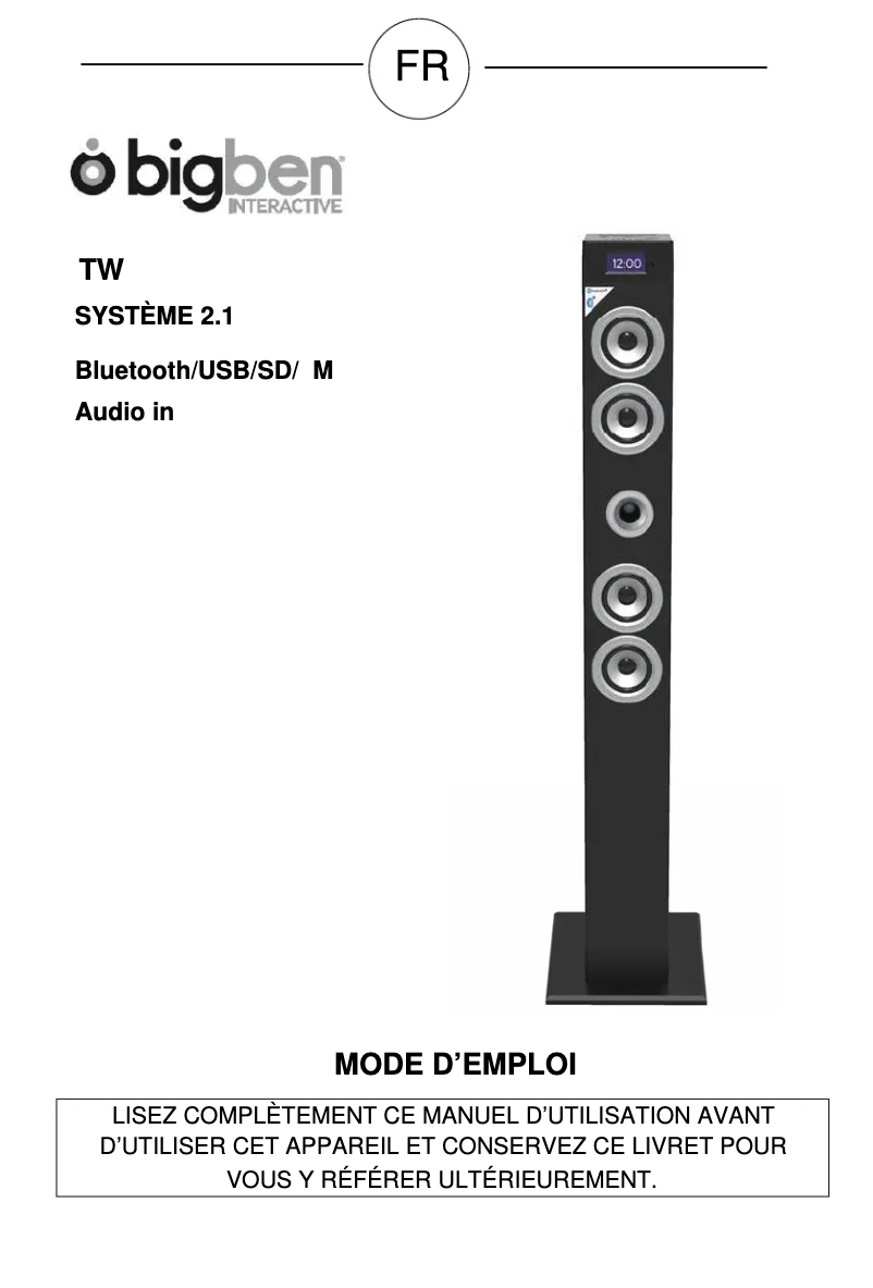 Página 1 del manual Manual de usuario Bigben TW9