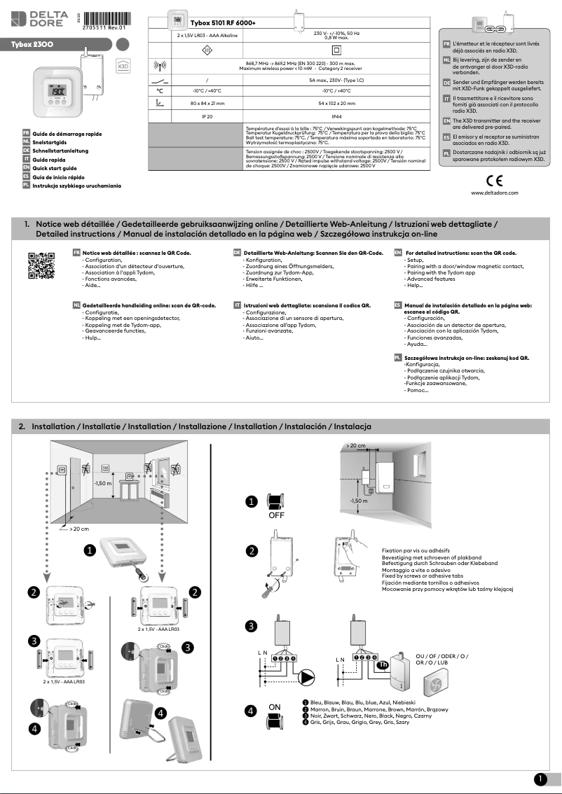 Page 1 de la notice Manuel utilisateur Delta Dore Tybox 2300
