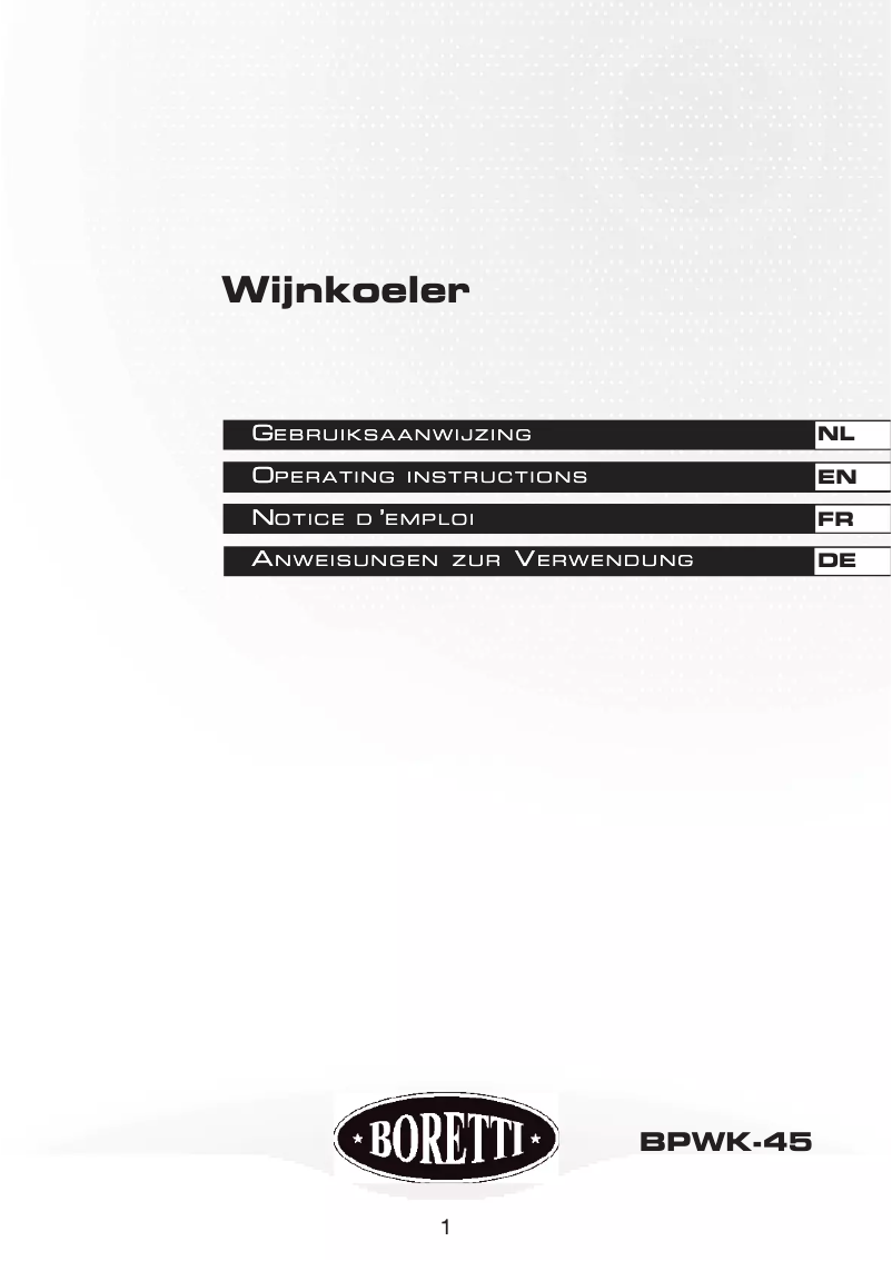 Image de la première page du manuel de l'appareil BPWK45