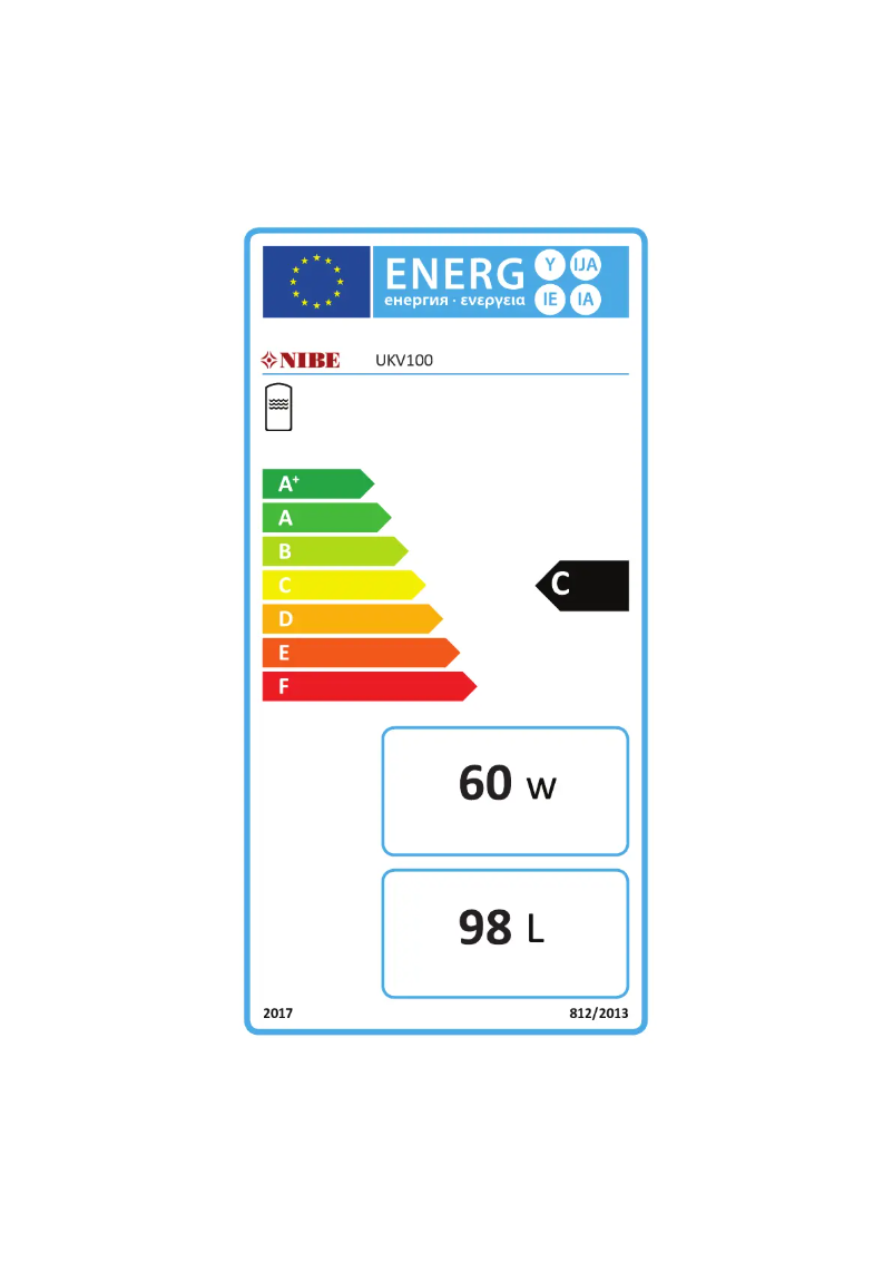 Page 1 de la notice Label énergétique Nibe UKV 40