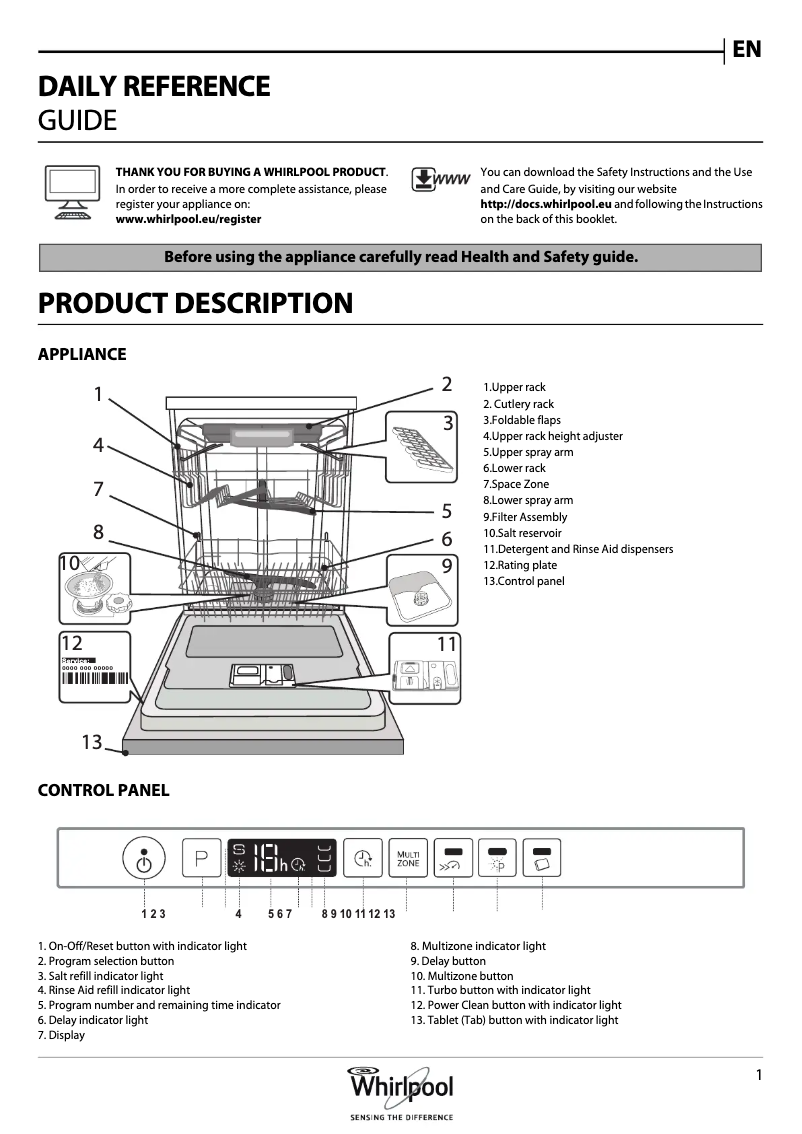 Page n°1 - Manuel utilisateur Whirlpool WIO 3T123 PEF UK