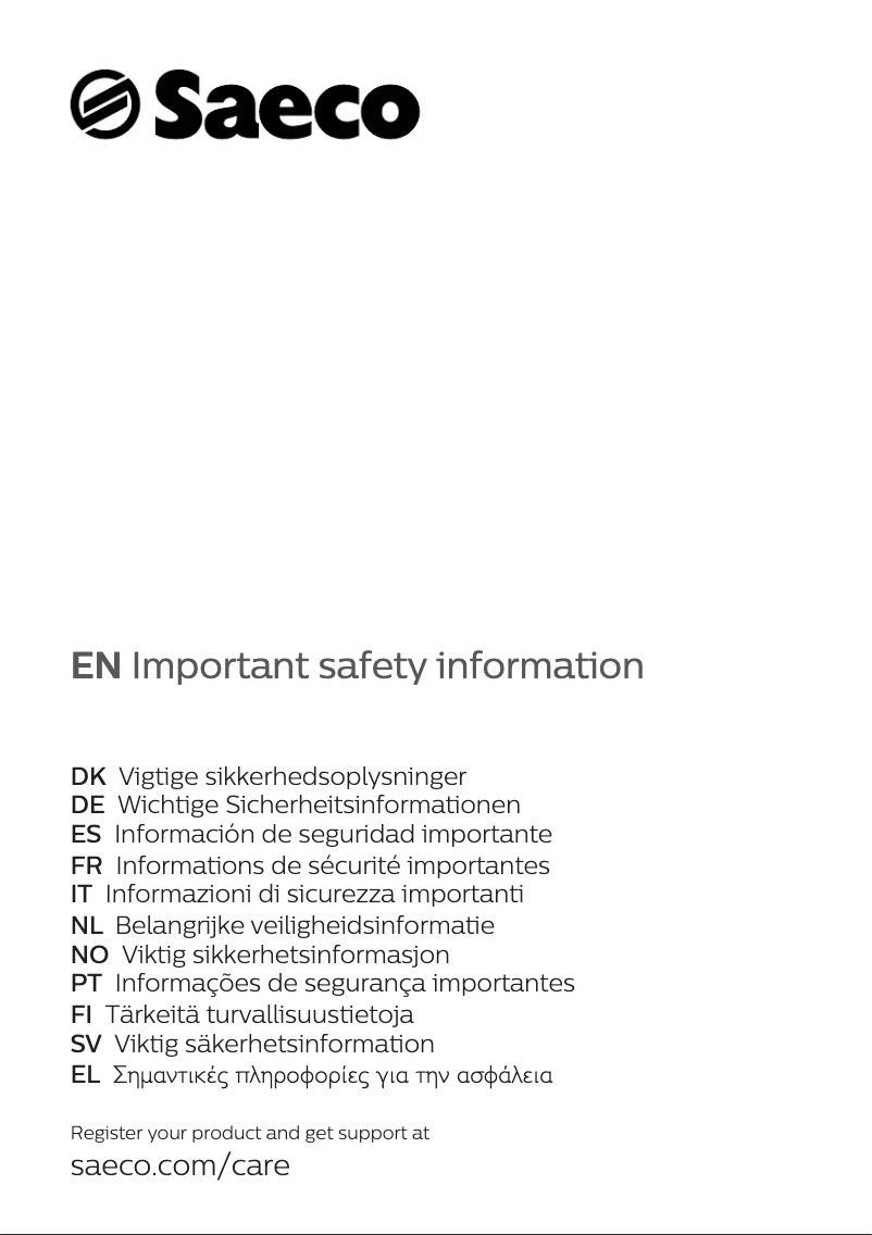 Image de la première page du manuel de l'appareil Saeco PicoBaristo HD8926