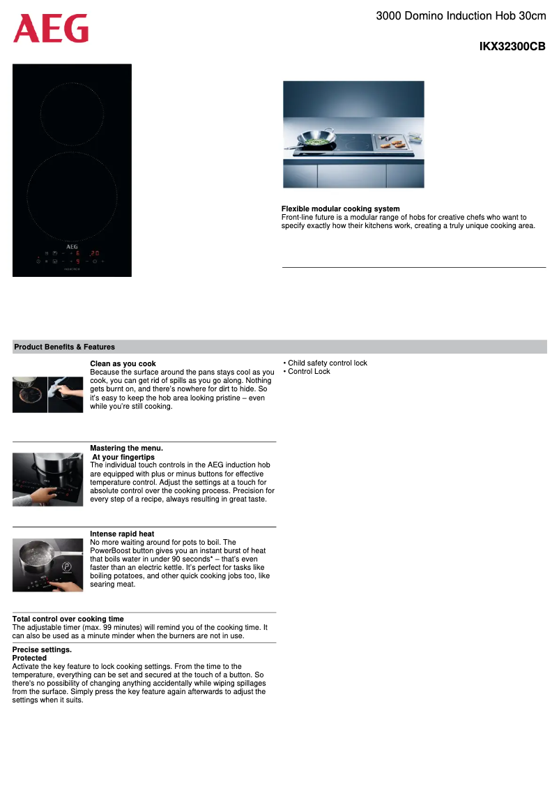 Página 1 del manual Ficha técnica AEG IKX32300CB