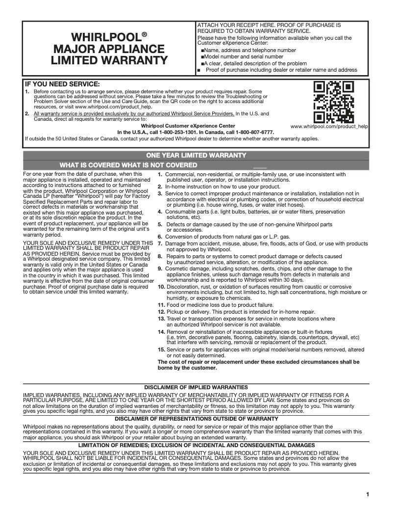 Image de la première page du manuel de l'appareil WRT148FZDM