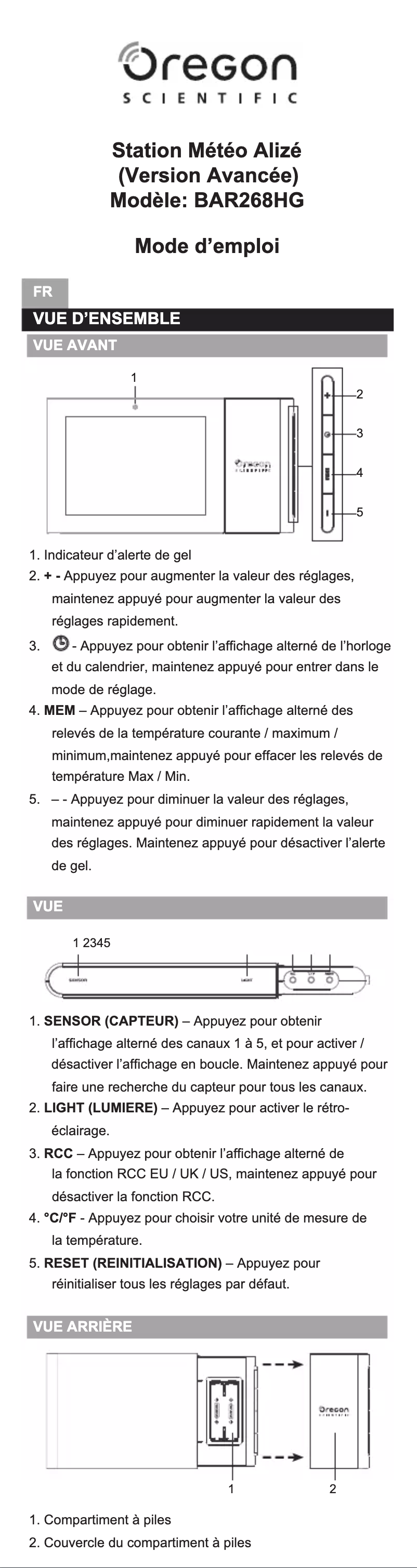 Image de la première page du manuel de l'appareil BAR268HG