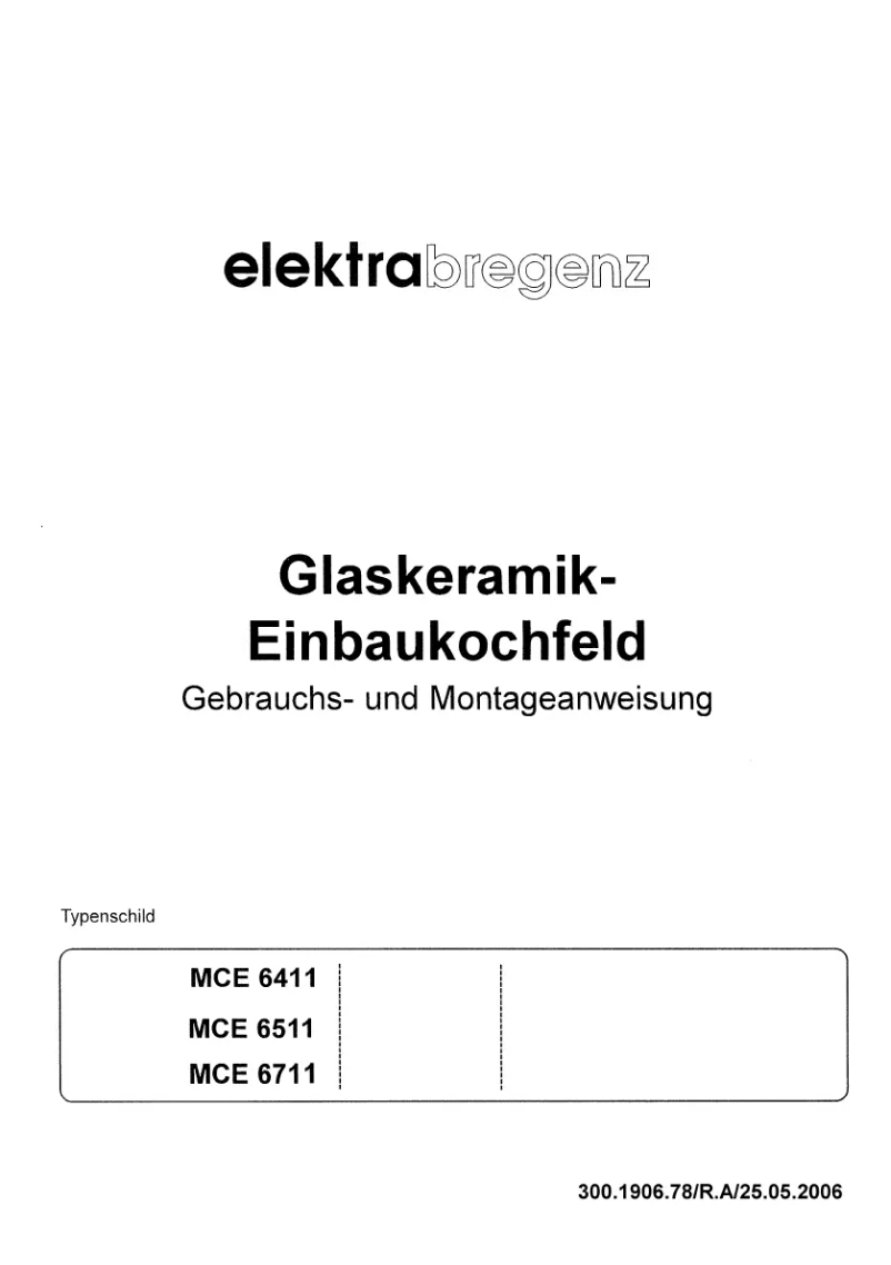 Page 1 de la notice Manuel utilisateur Elektra Bregenz MCE 6711