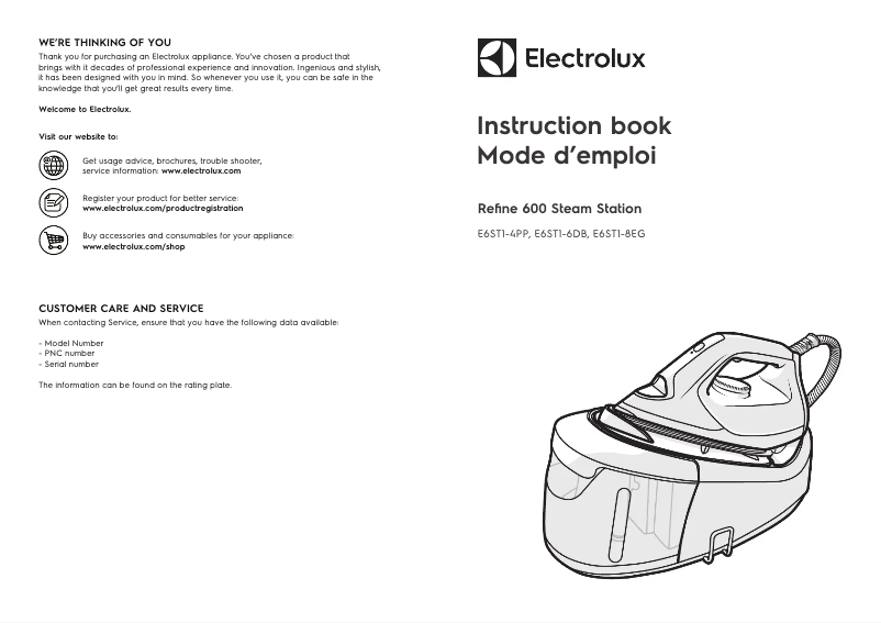Page 1 de la notice Manuel utilisateur Electrolux Refine 600 E6ST1-8EG