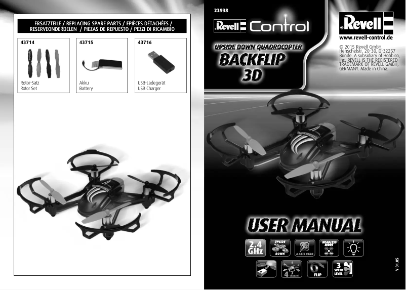 Page 1 de la notice Manuel utilisateur Revell BackFlip3D