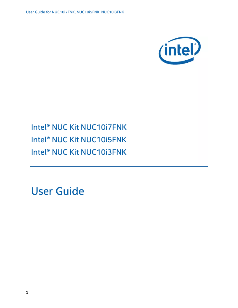 Page n°1 - Manuel utilisateur Intel NUC10i5FNK