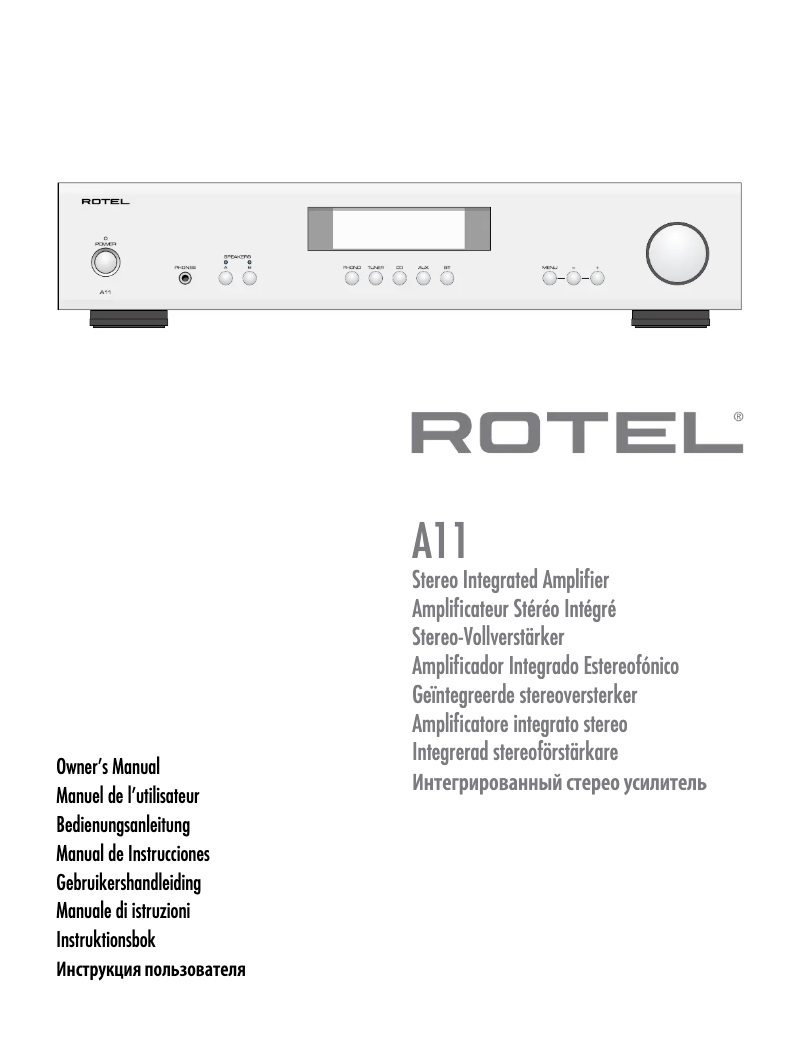 Page 1 de la notice Manuel utilisateur Rotel A11