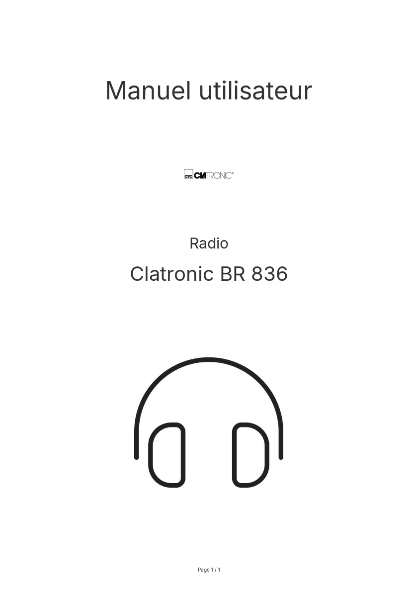 Page n°1 - Manuel utilisateur Clatronic BR 836
