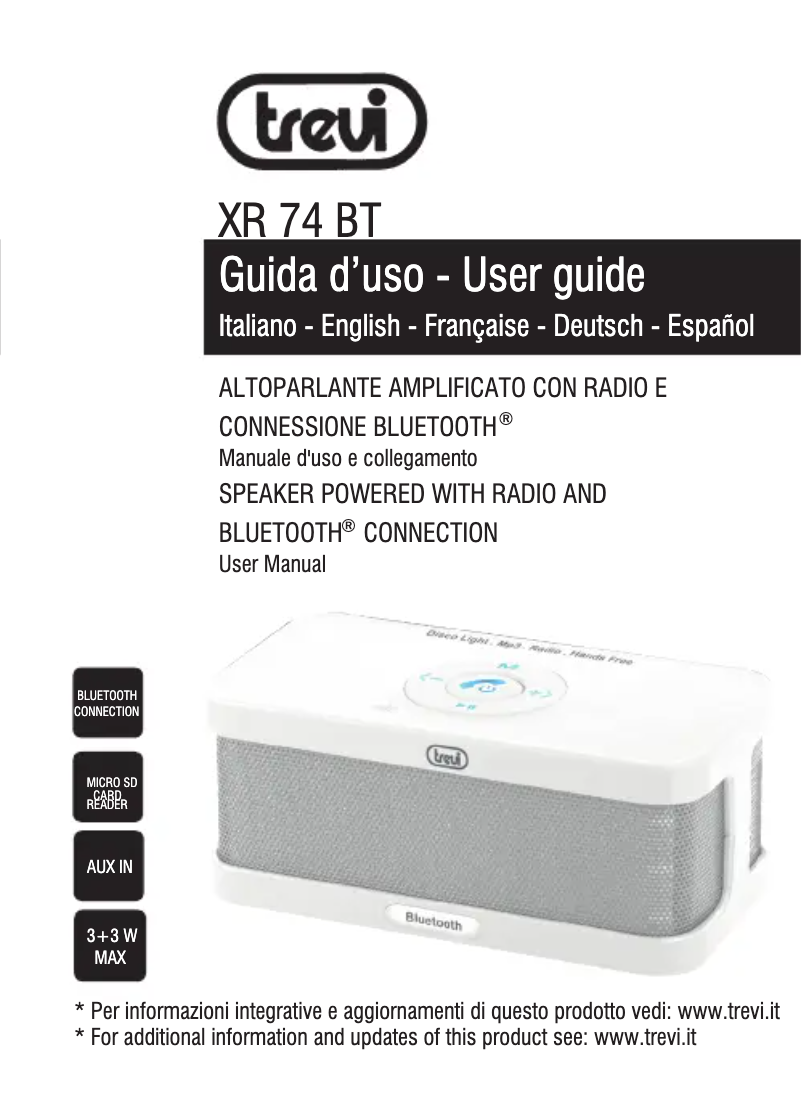 Page 1 de la notice Manuel utilisateur Trevi XR 74 BT