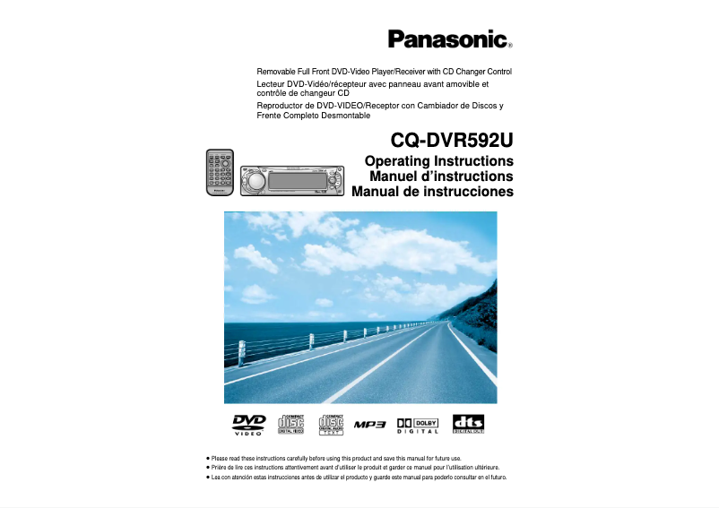 Page 1 de la notice Manuel utilisateur Panasonic CQ-DVR592U