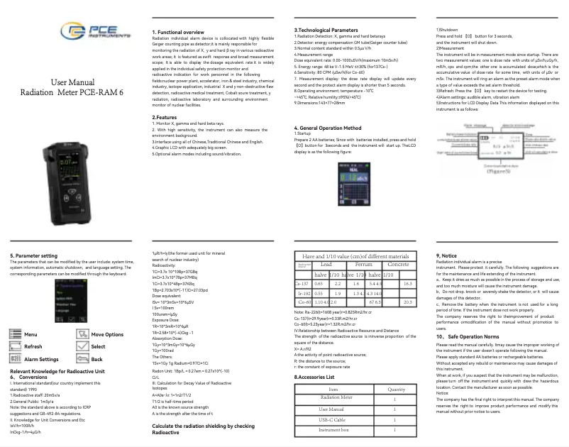 Page n°1 - Manuel utilisateur PCE Instruments PCE-RAM 6